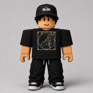 CHAD-058 Roblox Avatar Pack by blok.Design Male Front Black avatar mockup
