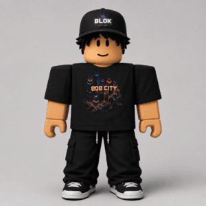 808 City Pixel Art Roblox Avatar Pack by blok.Design Male Front Black avatar mockup