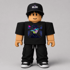 Glitch Anime Portrait Roblox Avatar Pack by blok.Design Male Front Black avatar mockup