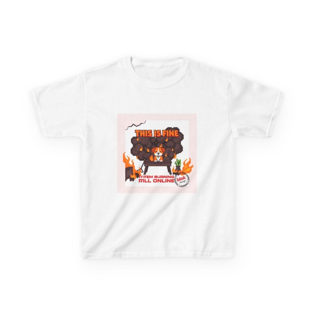 This Is Fine Pixel Art Tee — Kids Tee