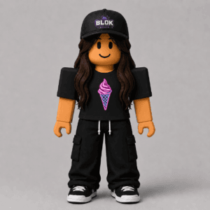 CHAD-049 Roblox Avatar Pack by blok.Design Female Front Black avatar mockup