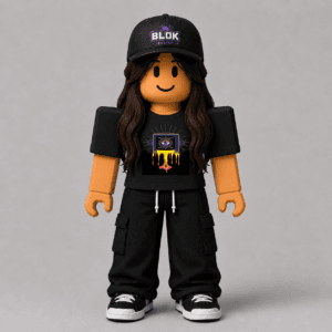CHAD-056 Roblox Avatar Pack by blok.Design Female Front Black avatar mockup