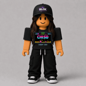 CHAD-066 Roblox Avatar Pack by blok.Design Female Front Black avatar mockup