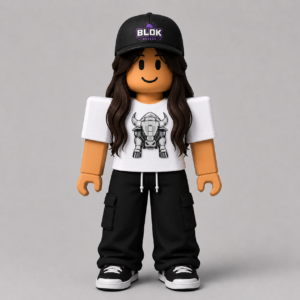 Pixel Bull Charge Roblox Avatar Pack by blok.Design Female Front White avatar mockup