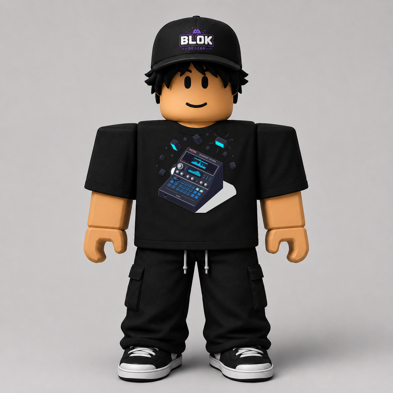 Pixel Drum Machine Tee Roblox Avatar Pack by blok.Design — pixel art drum machine graphic displayed on a Roblox avatar, Design ID CHAD-126