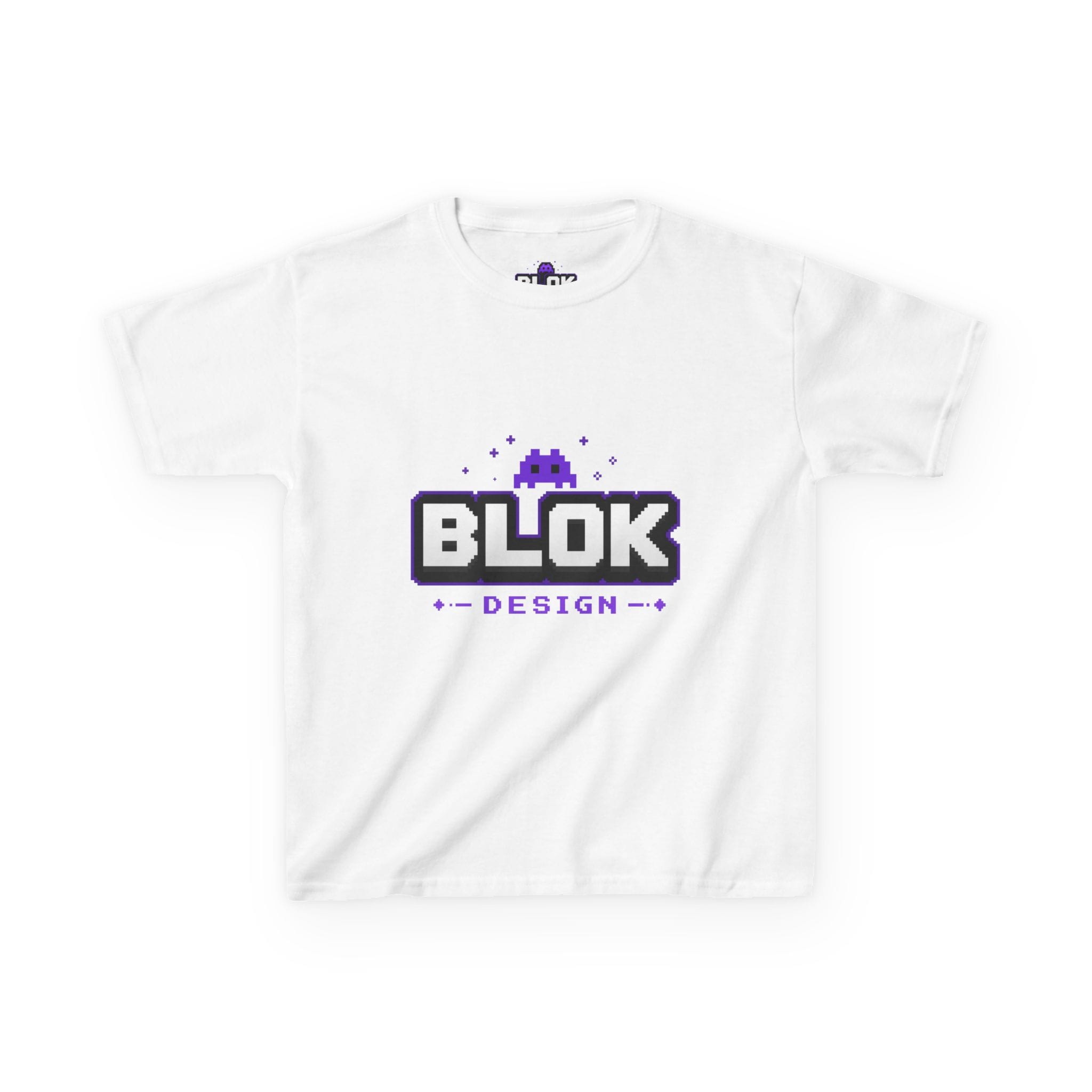 BLOK.DESIGN 4K Logo Kids Tee in white — bold BLOK.DESIGN logo printed front and centre on a heavyweight cotton unisex relaxed fit t-shirt, part of the Culture Collection.