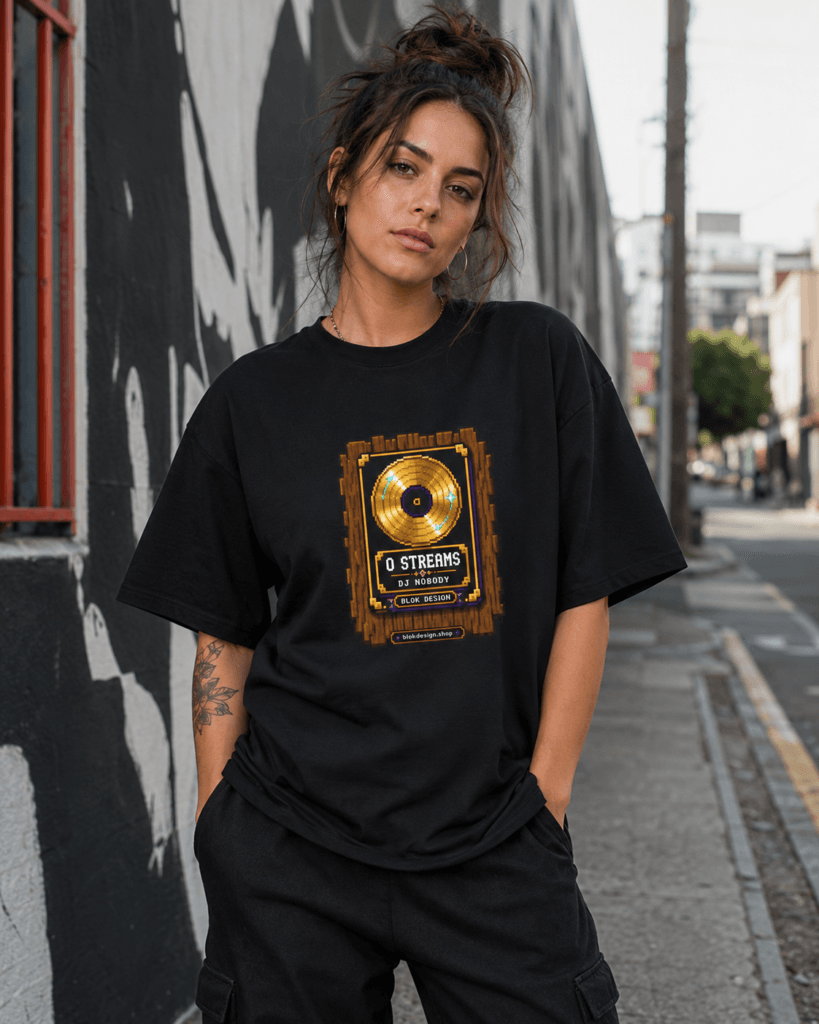 0 Streams Gold Record Pixel Art Tee