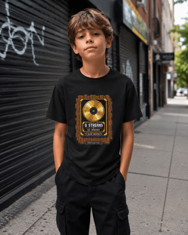 0 Streams Gold Record Pixel Art Tee — Kids Tee